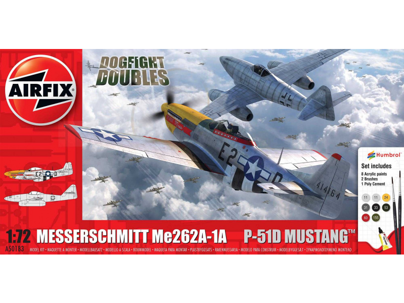 Messerschmitt Me262 & P-51D Mustang Dogfight Double (1:72) Airfix A50183 - Messerschmitt Me262 & P-51D Mustang Dogfight Double