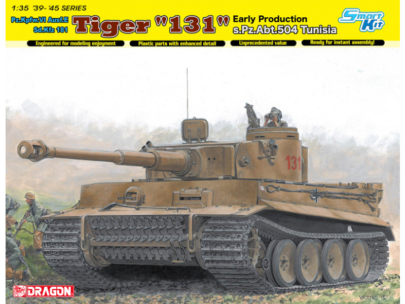 Tiger I "131" s.Pz.Abt.504 Tunisia (Smart Kit) (1:35) Dragon 6820 - Tiger I &quot;131&quot; s.Pz.Abt.504 Tunisia (Smart Kit)