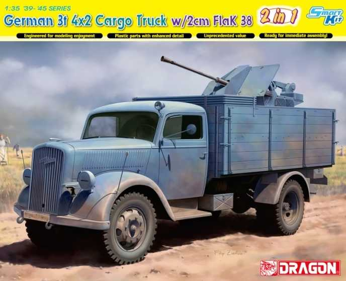 German 3t 4x2 Truck w/2cm FlaK 38 (1:35) Dragon 6828 - German 3t 4x2 Truck w/2cm FlaK 38