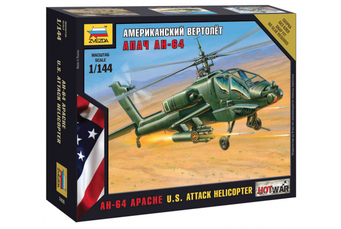 AH-64 Apache Helicopter (1:144) Zvezda 7408