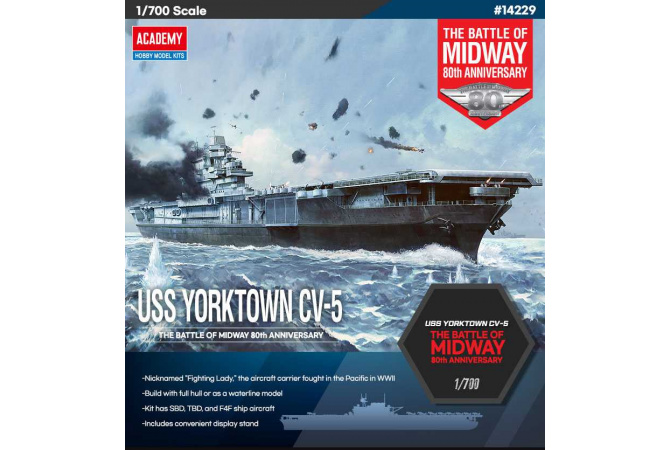 USS Yorktown CV-5 "Battle of Midway" (1:700) Academy 14229
